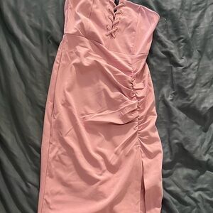 Elegant Pink Lace-Up Dress